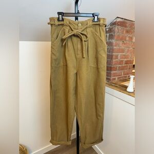 Free People Lights Down Straight Leg Roll Hem Casual Trouser in golden palm